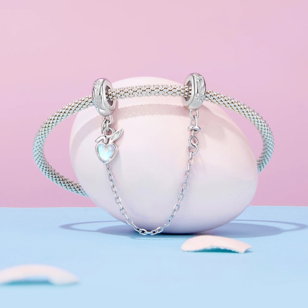 Bunny & Heart Dangle Safety Chain Charm