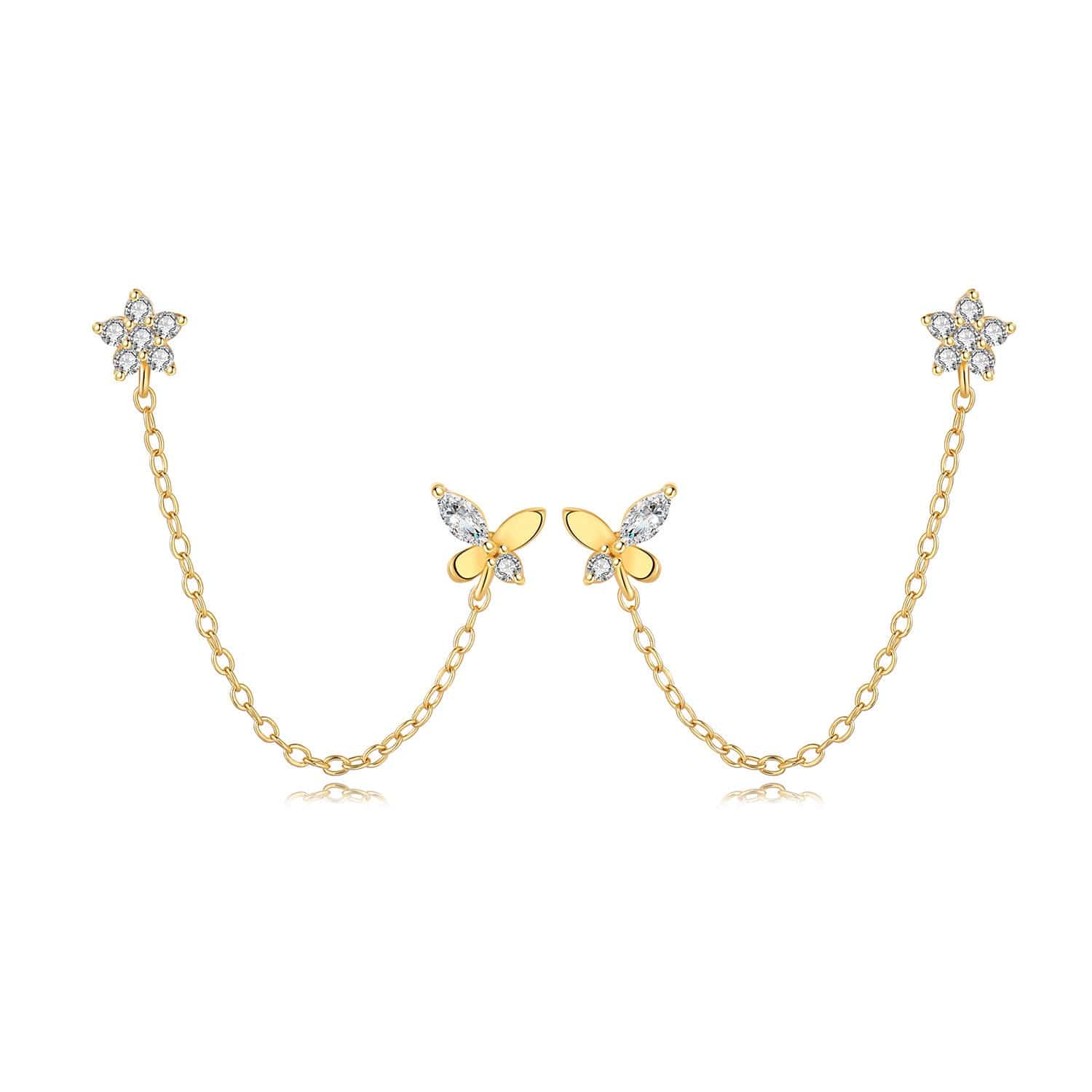 Butterfly and Star Chain Earrings