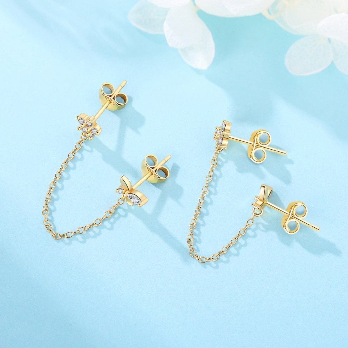 Butterfly and Star Chain Earrings