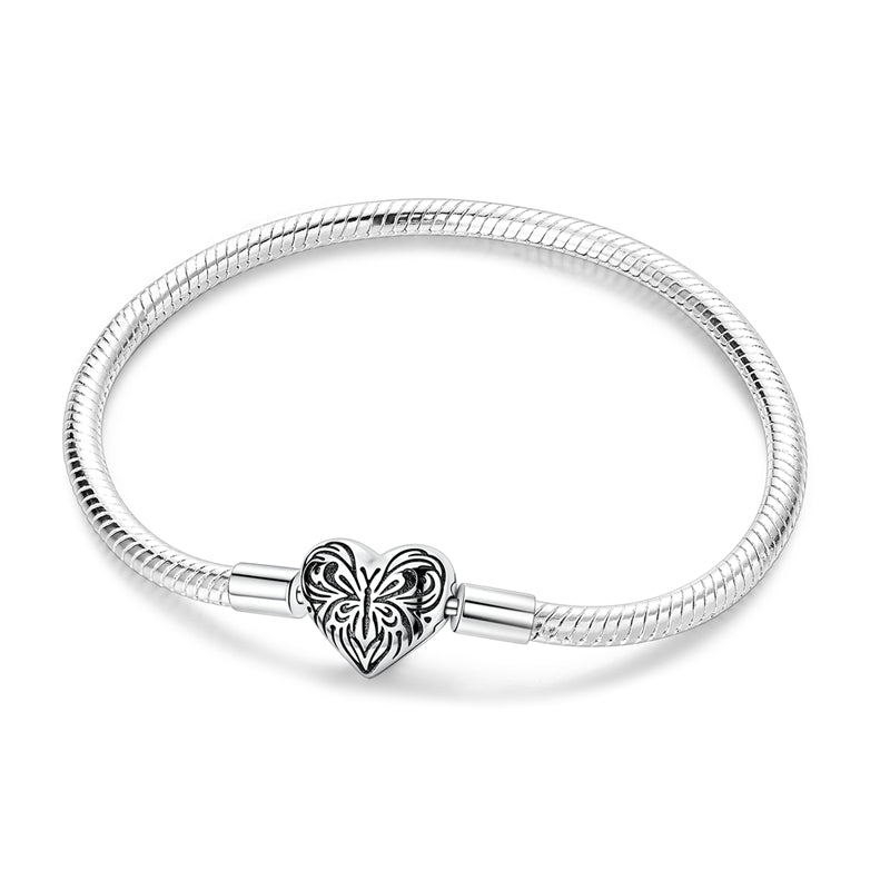 Butterfly Heart Snake Chain Bracelet