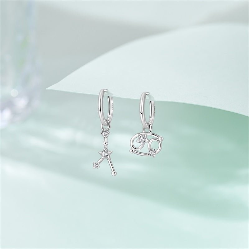 Cancer Constellation Zodiac Hoop Earrings