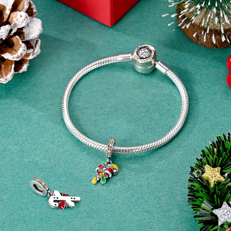 Candy Cane with Festive Bow Dangle Charm