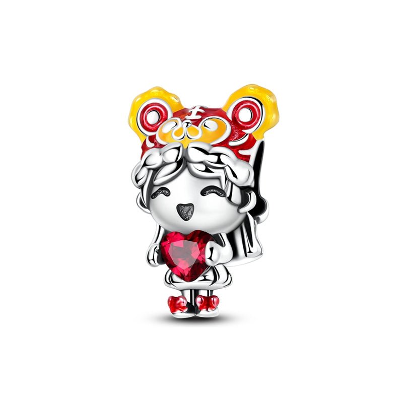 Chinese Girl with Red Heart Charm
