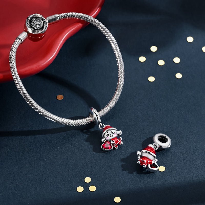 Christmas Puppy with Red Heart Dangle Charm