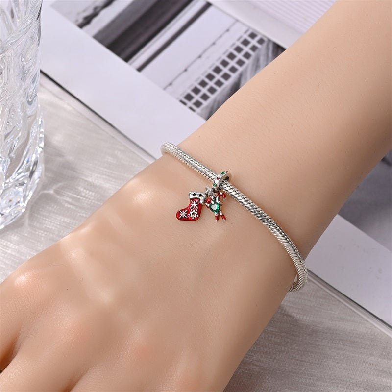 Christmas Stocking & Candy Cane Dangle Charm