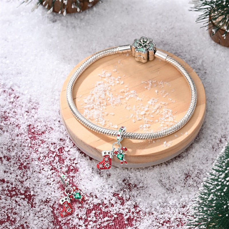 Christmas Stocking & Candy Cane Dangle Charm