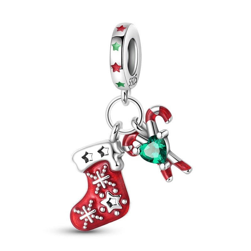 Christmas Stocking & Candy Cane Dangle Charm