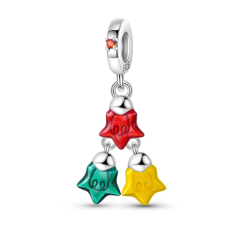 Colorful Christmas Star Trio Dangle Charm