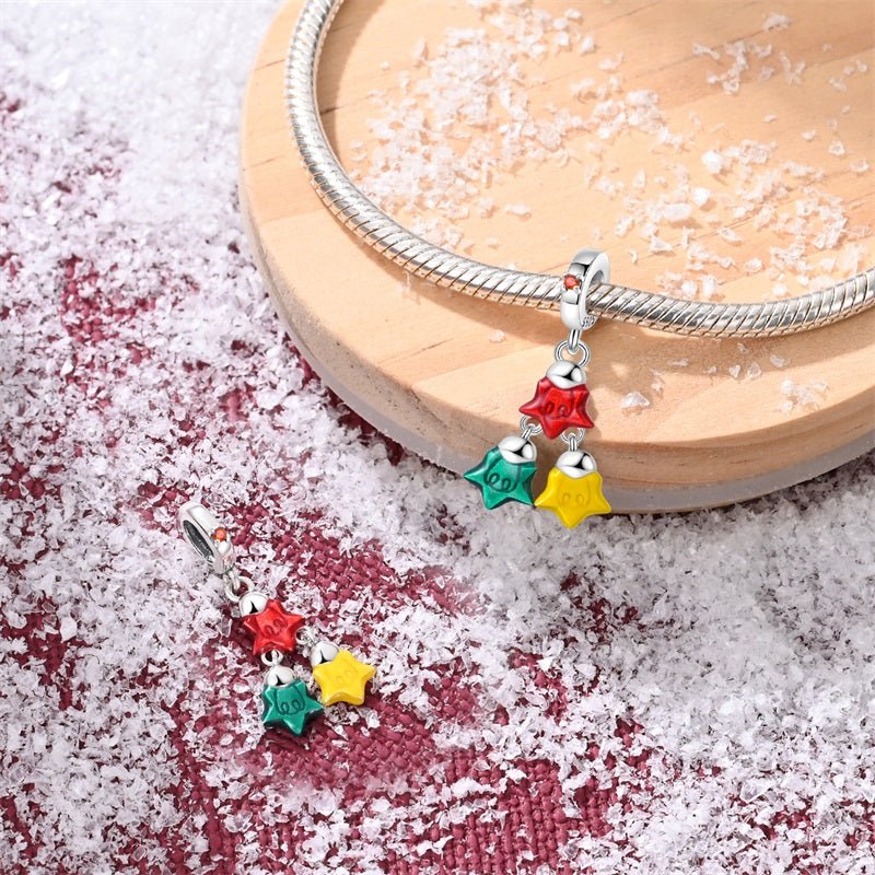 Colorful Christmas Star Trio Dangle Charm