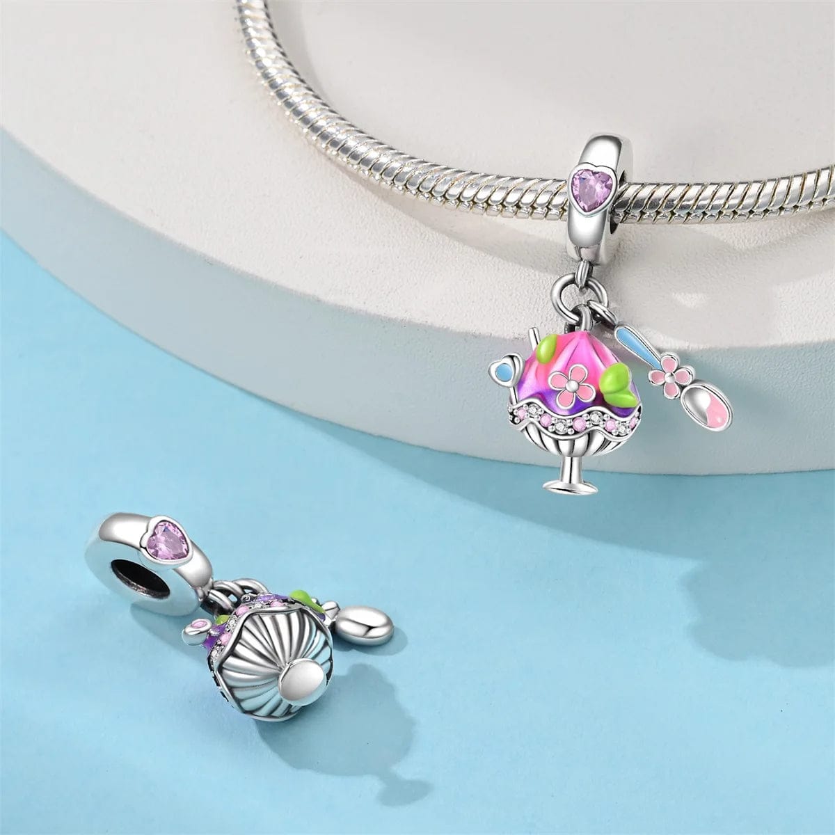 Colorful Sundae and Spoon Dangle Charm
