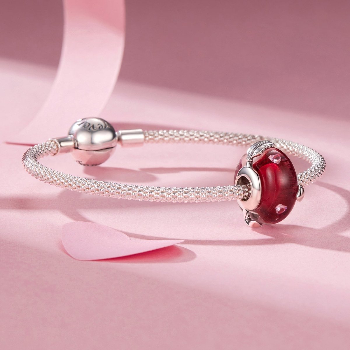 Cupid’s Arrow Red Heart Glass Charm