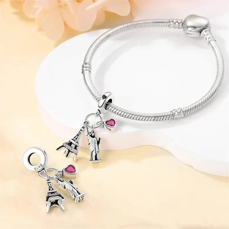 Eiffel Tower and Statue of Liberty Dangle Charm