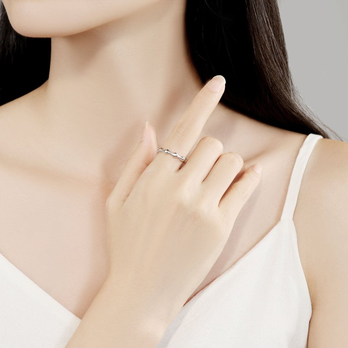 Elegant Ripple Sterling Silver Adjustable Band