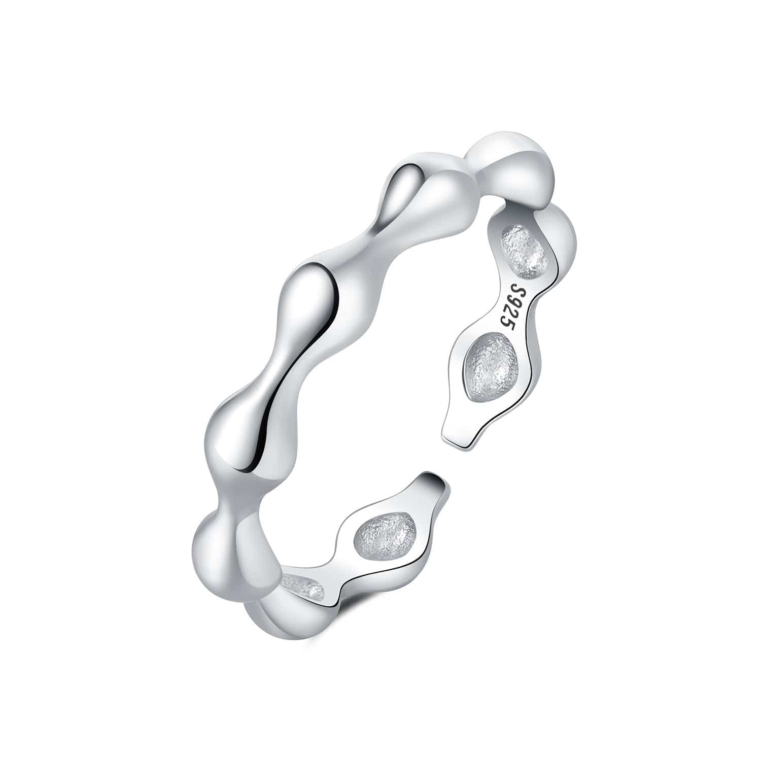Elegant Ripple Sterling Silver Adjustable Band