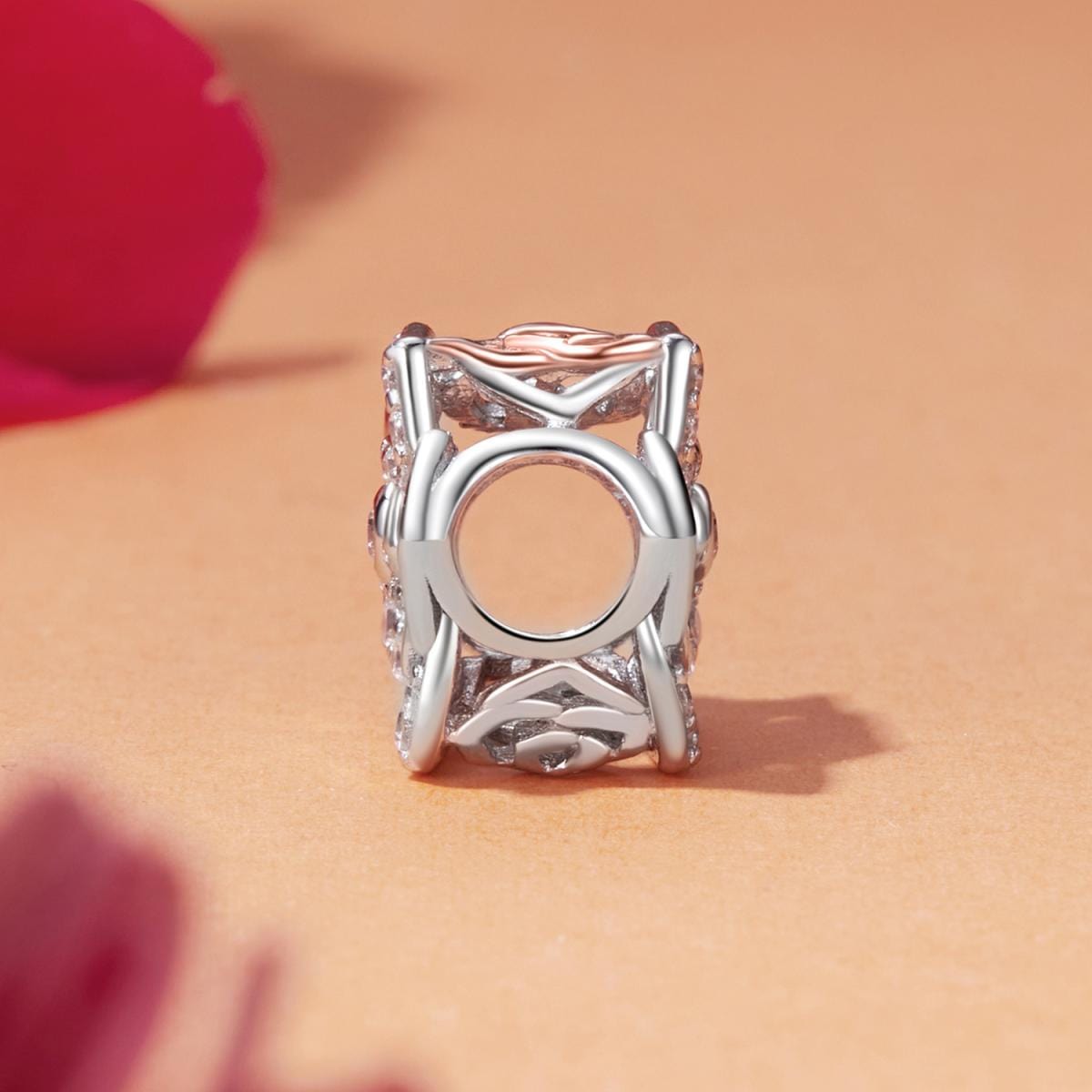 Elegant Rose Gold Bloom with Sparkling Crystal Petals Charm