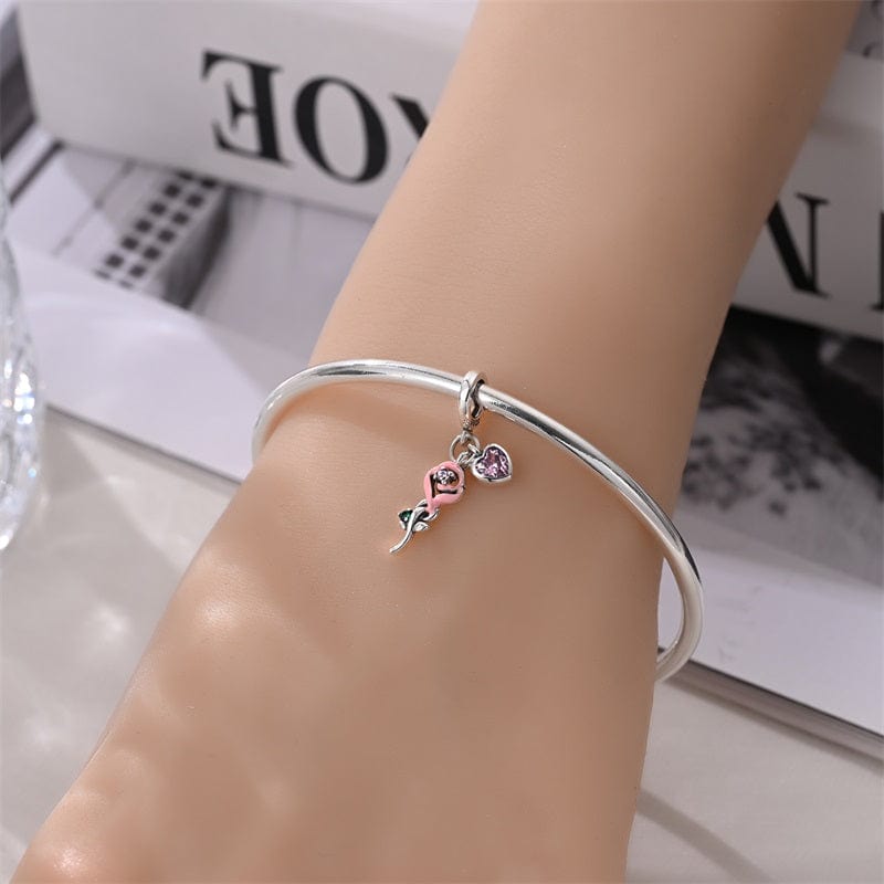 Eternal Rose & Heart Dangle Charm