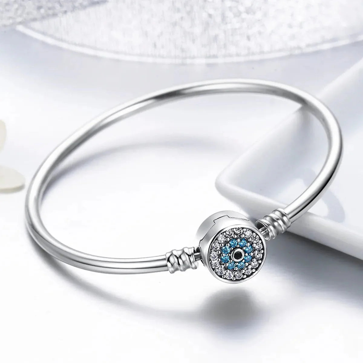 Evil Eye Pavé Charm Bangle