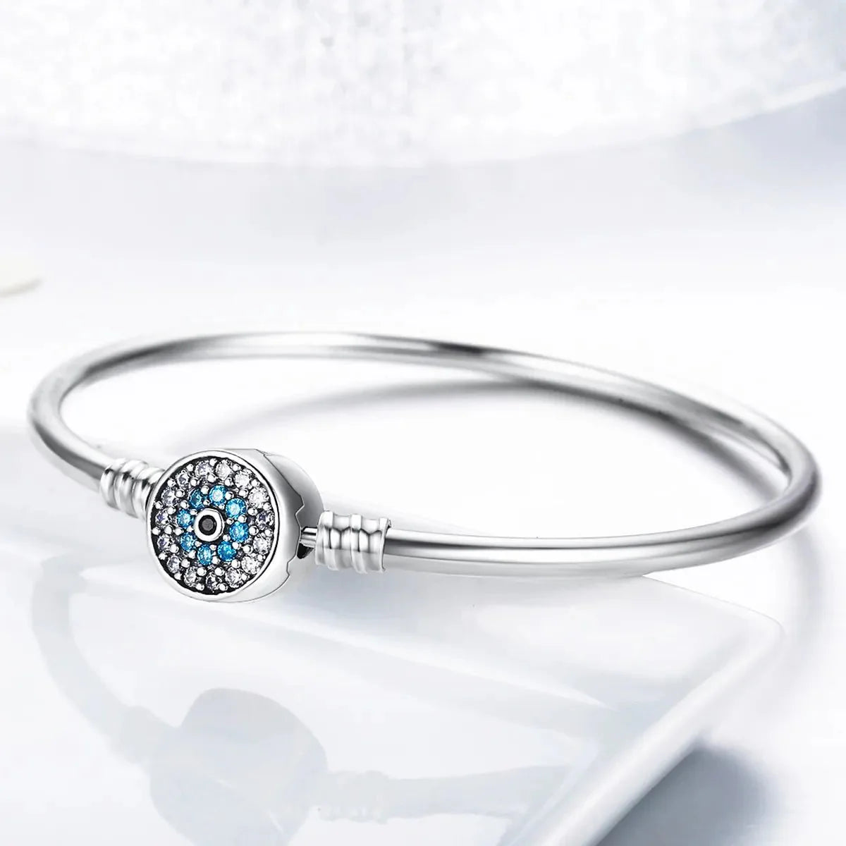 Evil Eye Pavé Charm Bangle