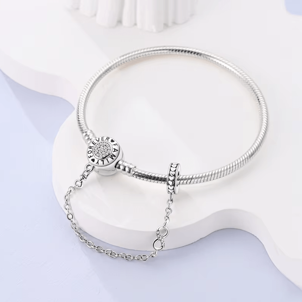Family Forever Snake Chain Bracelet with Safety Chain