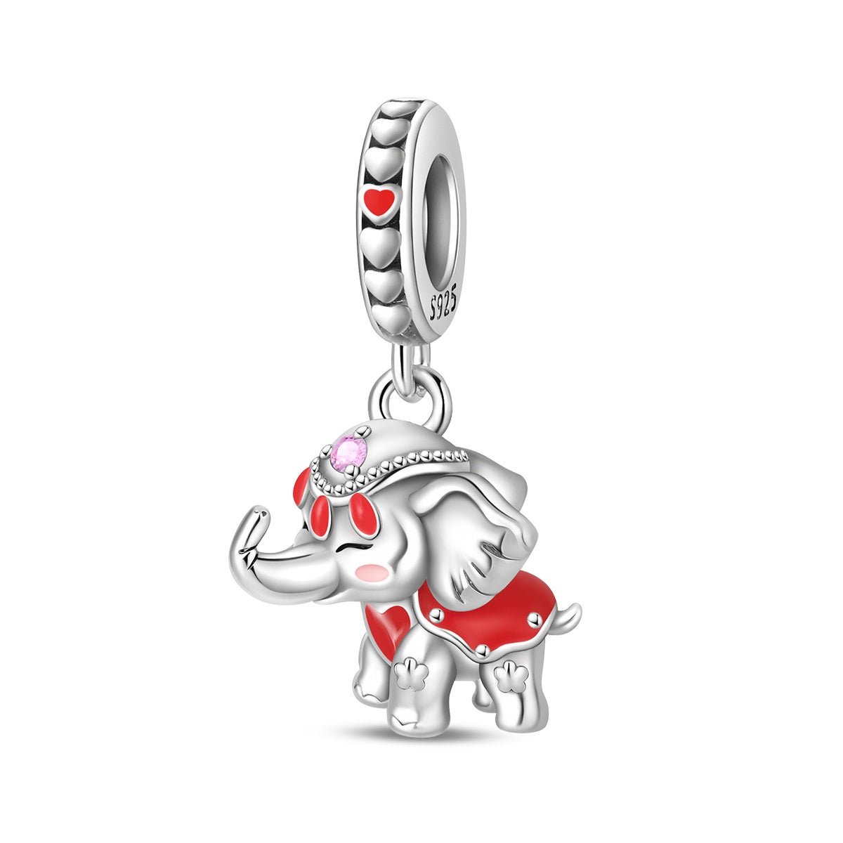 Festive Elephant with Red Accents Dangle Charm