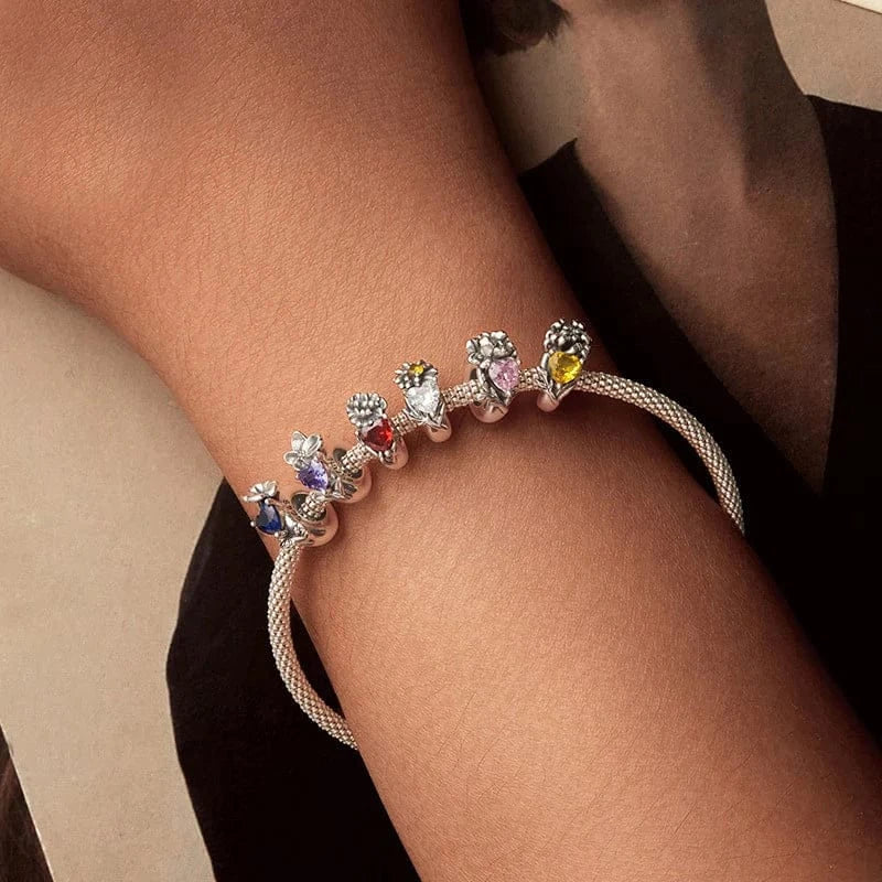 Floral Heart Birthstone Charms