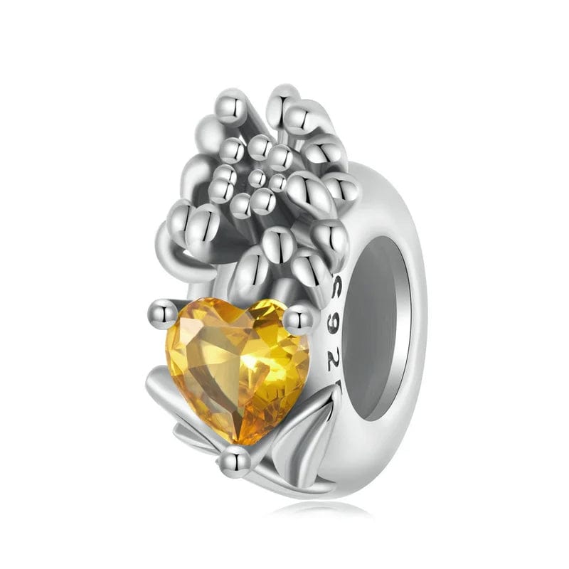 Floral Heart Birthstone Charms