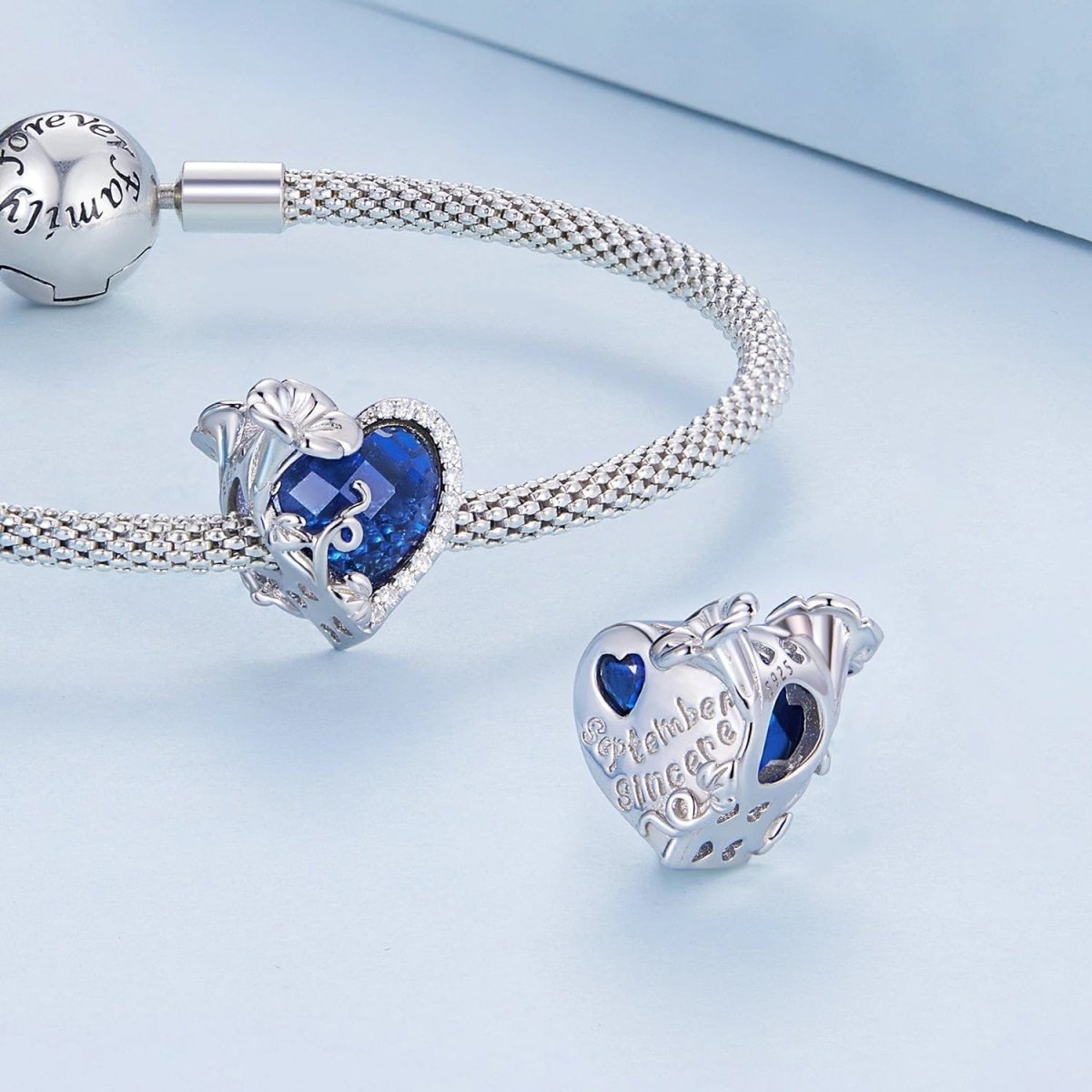 Floral Heart Crystal Birthstone Charms