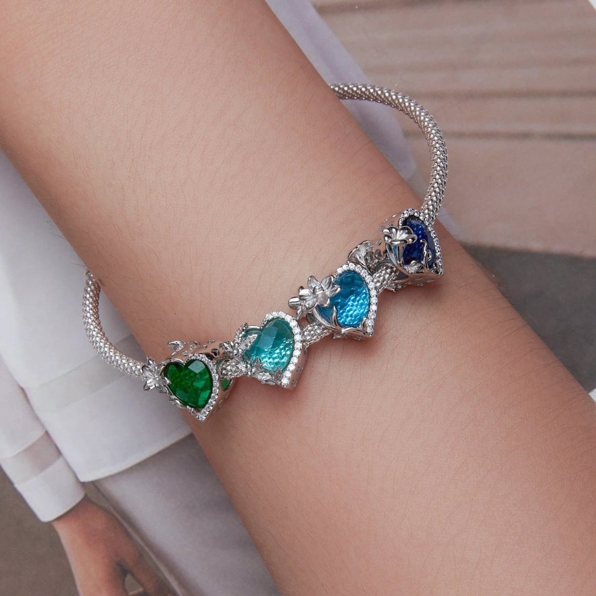 Floral Heart Crystal Birthstone Charms