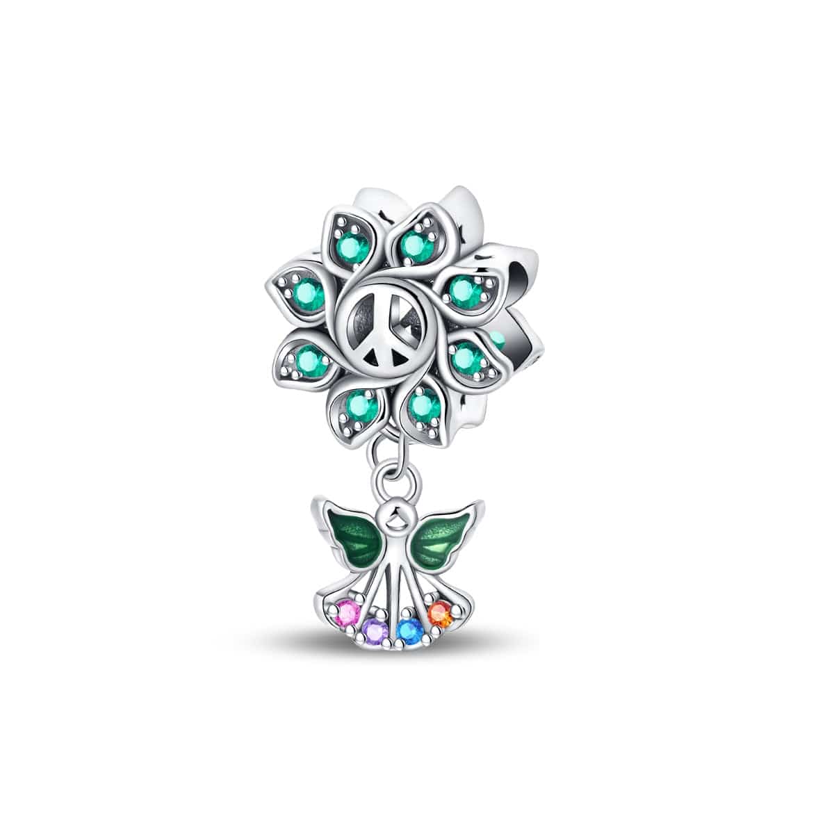 Flower Peace Symbol & Angel Harmony Charm