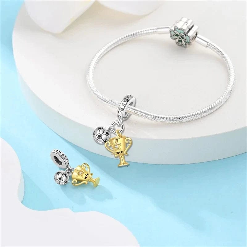 Football Champion Trophy & Ball Dangle Charm