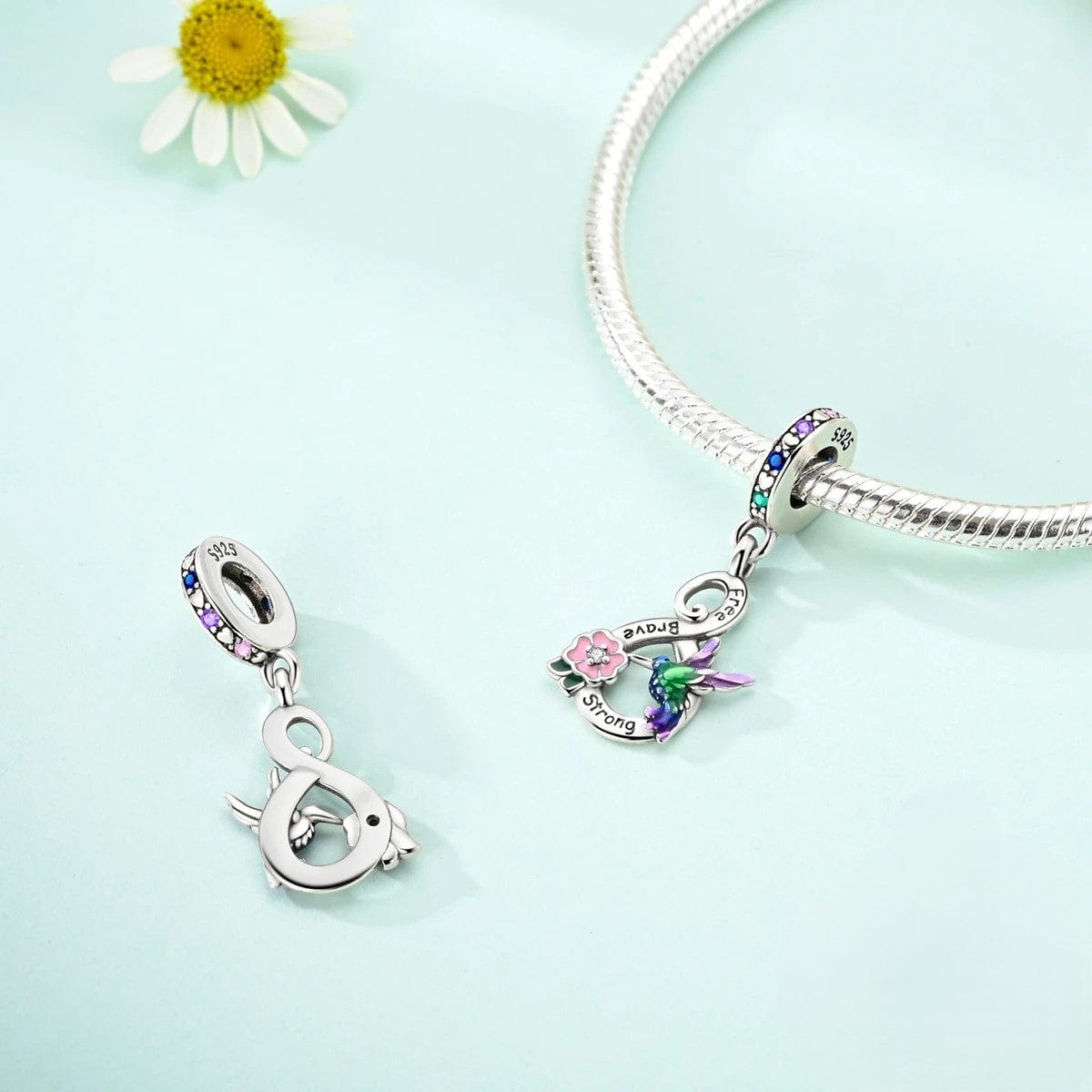 Free, Brave & Strong Bird Dangle Charm