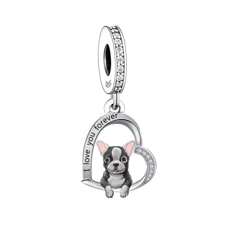French Bulldog Heart Charm Duo