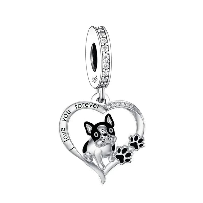 French Bulldog Heart Charm Duo