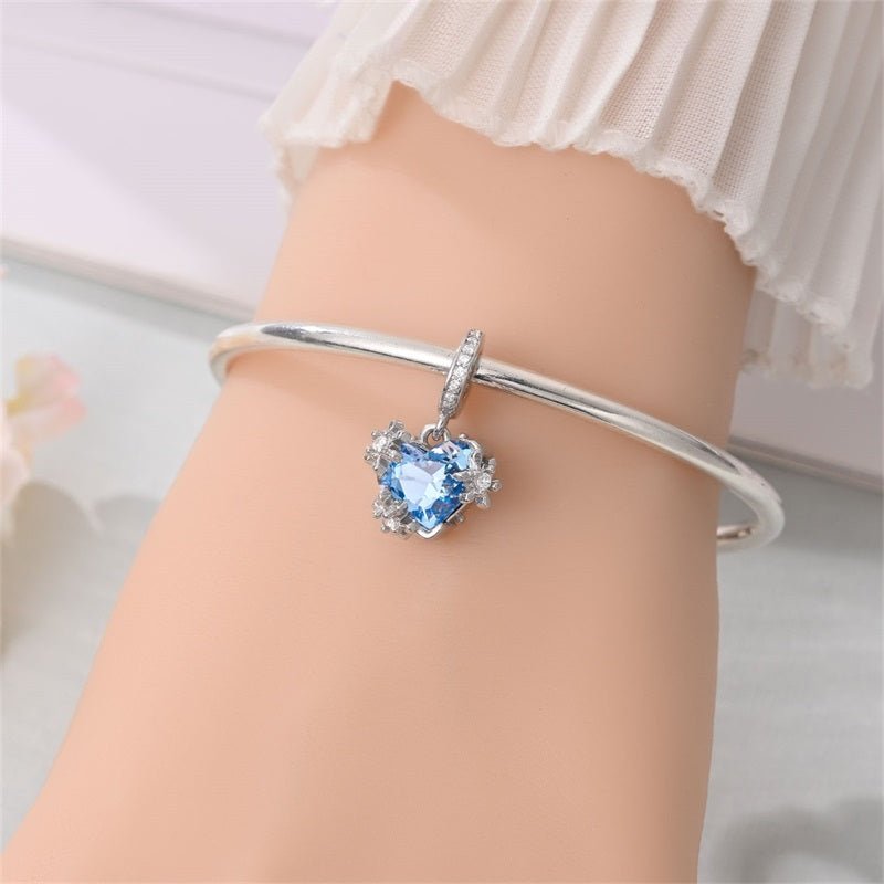 Frozen Heart Snowflake Dangle Charm