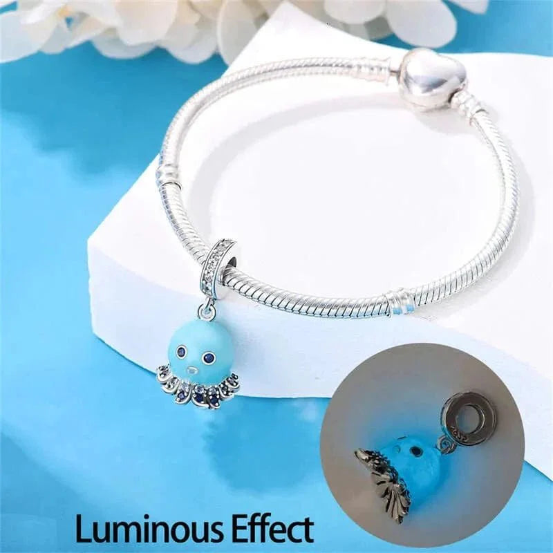 Glow in the Dark Blue Octopus Pulpo Dangle Charm