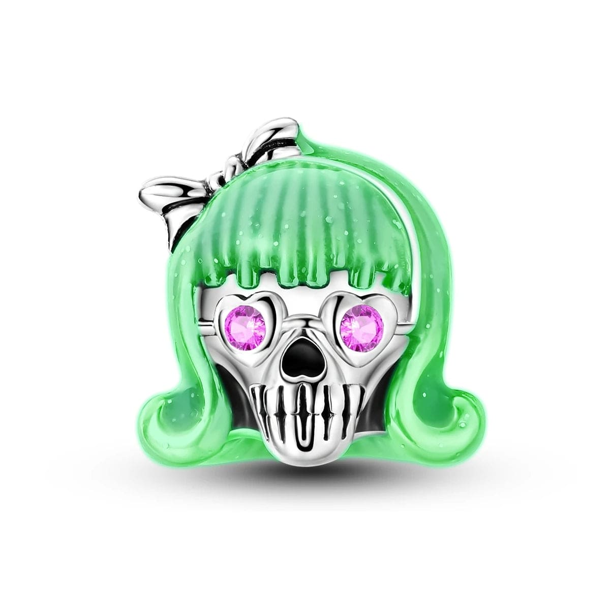 Glow-in-the-dark Sparkling Skull Charm