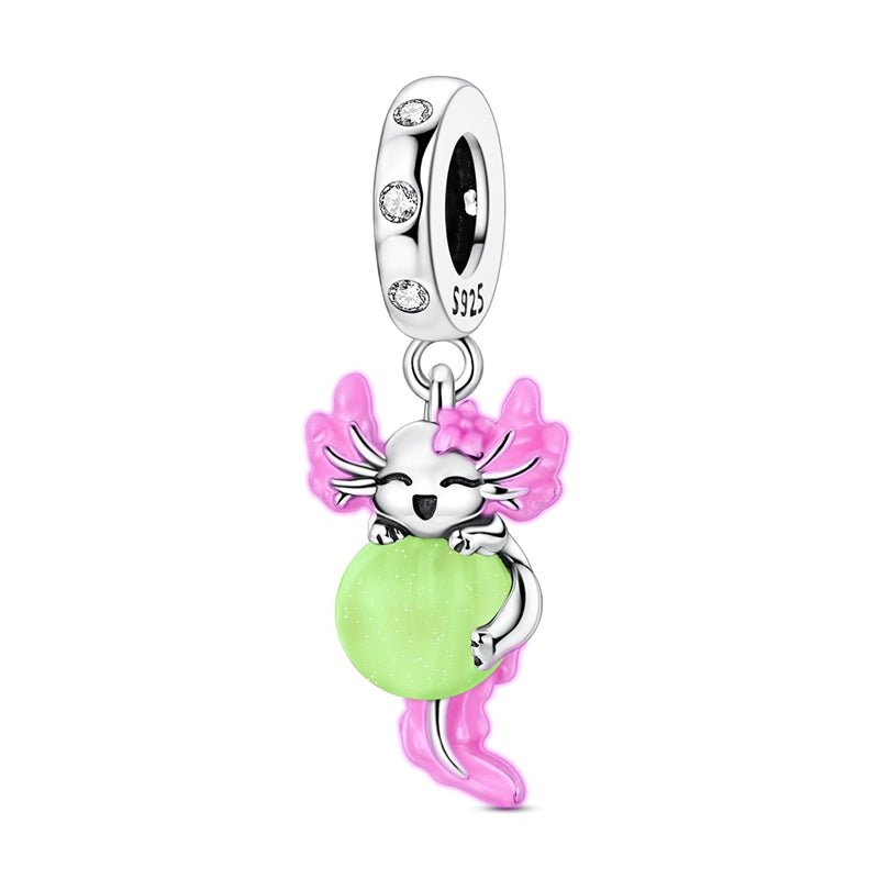 Glow in the Dark Luminous Pink Axolotl Dangle Charm