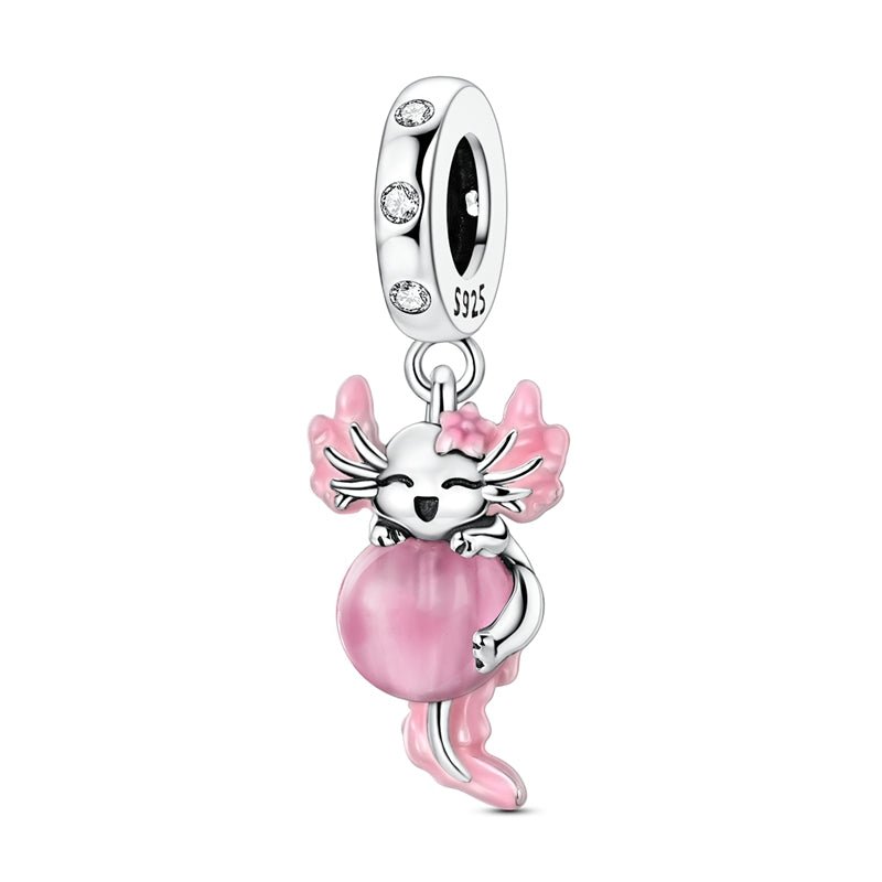 Glow in the Dark Luminous Pink Axolotl Dangle Charm
