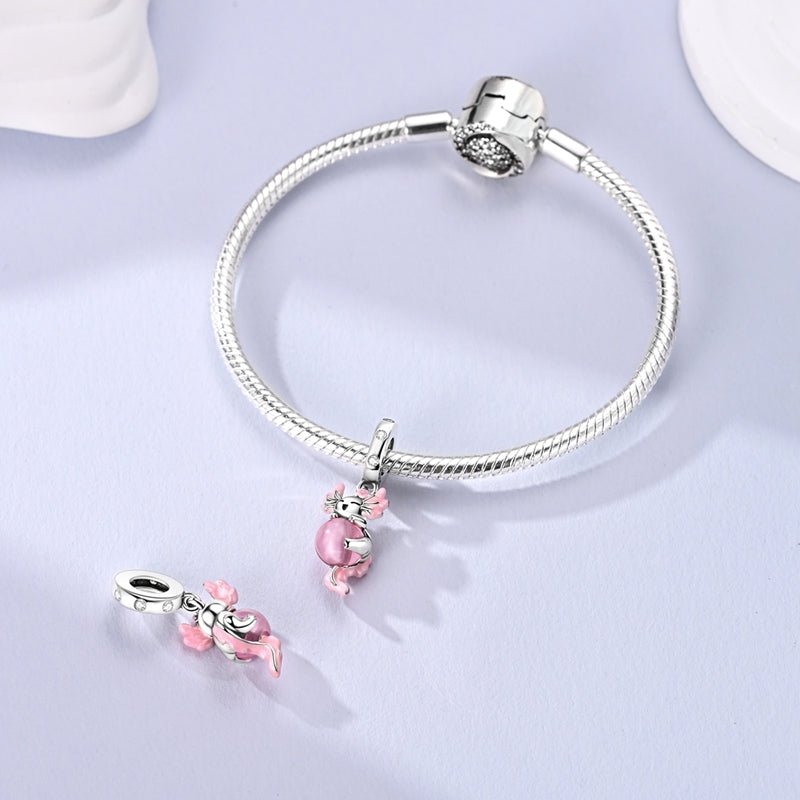 Glow in the Dark Luminous Pink Axolotl Dangle Charm