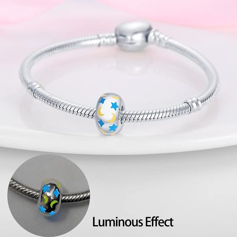 Glow in the Dark Luminous Stars & Moon Round Charm
