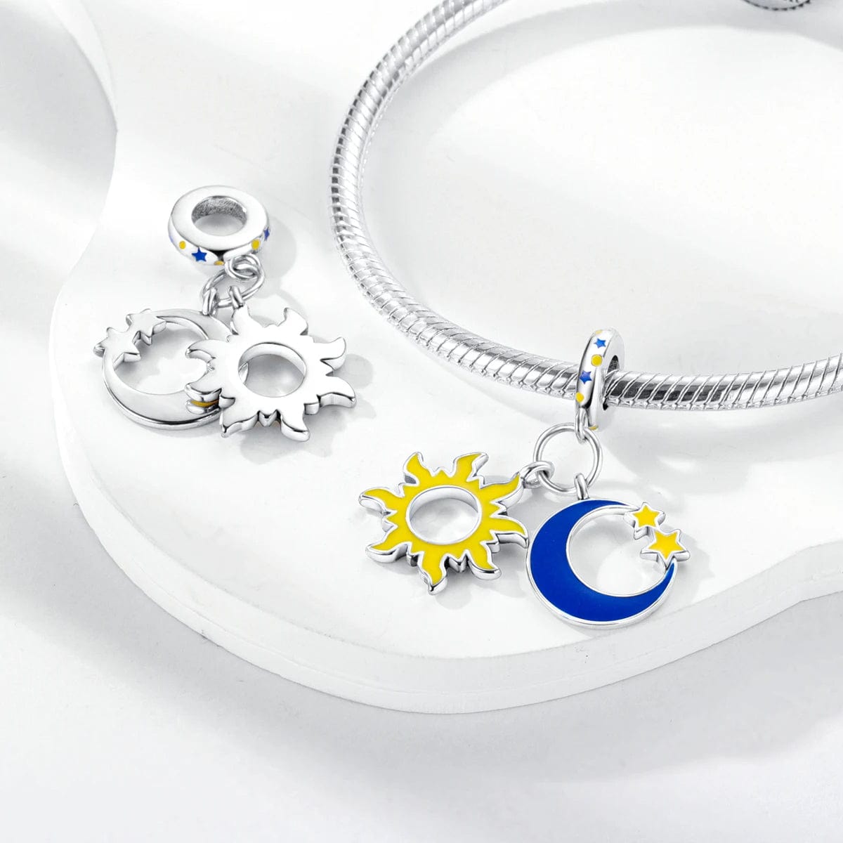 Glow in the Dark Luminous Sun and Moon with Stars Dangle Charm