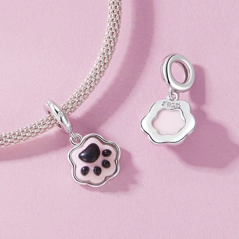Glow in the Dark Pink Paw Print Dangle Charm