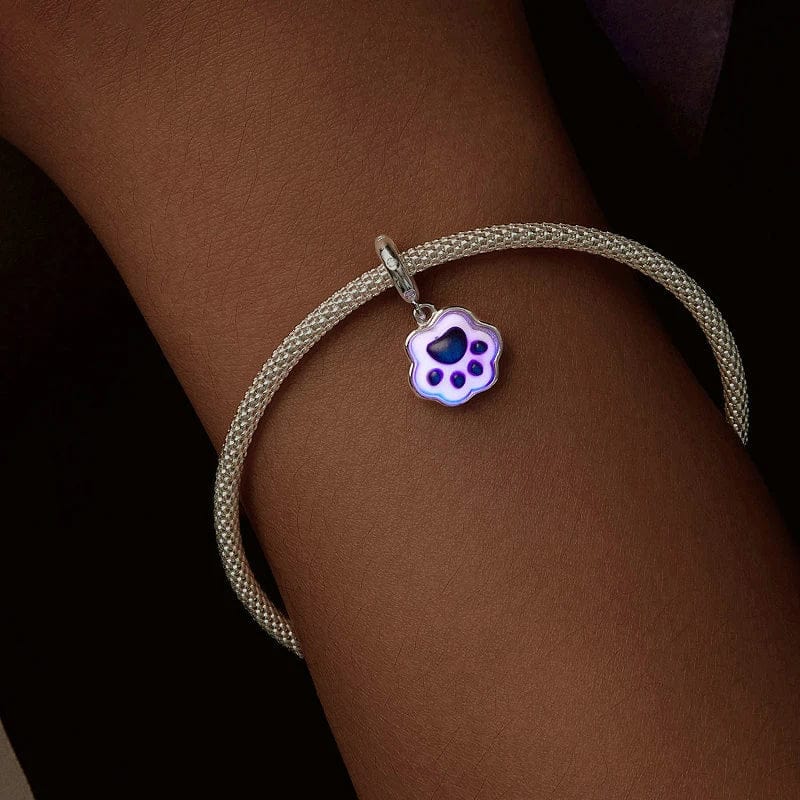 Glow in the Dark Pink Paw Print Dangle Charm