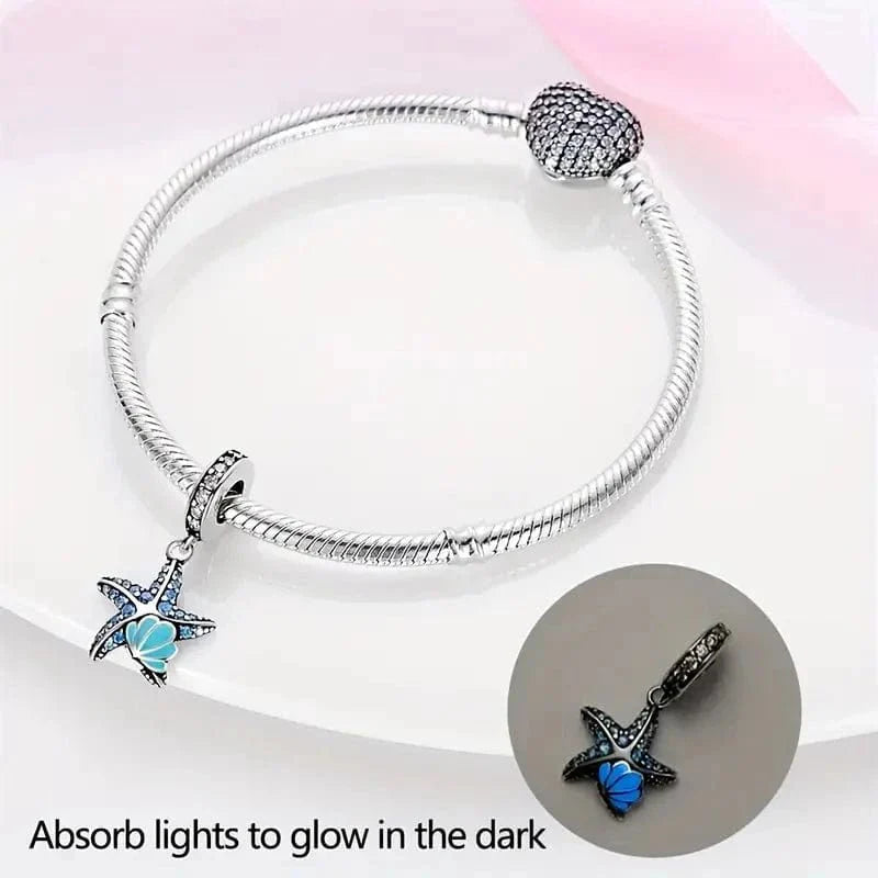 Sparkling Blue Starfish Dangle Charm