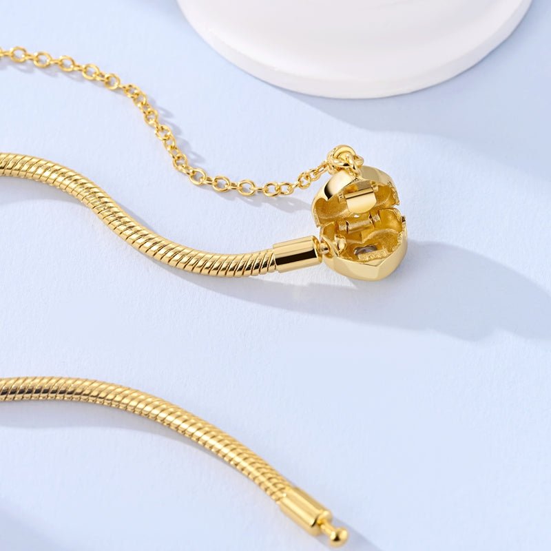 Golden Forever Love Heart Snake Chain Bracelet