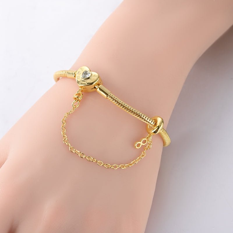 Golden Forever Love Heart Snake Chain Bracelet