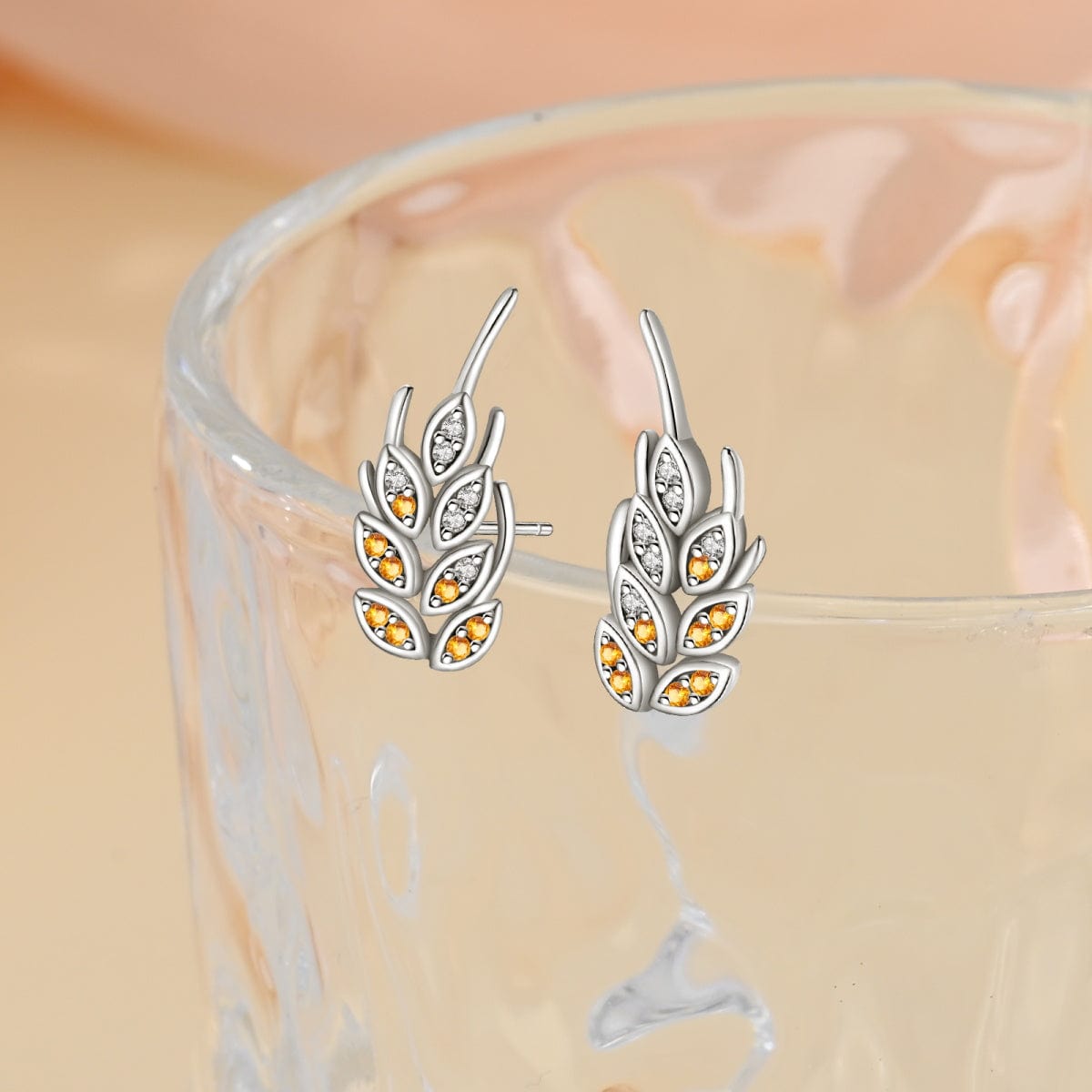 Golden Harvest Wheat Cluster Earrings