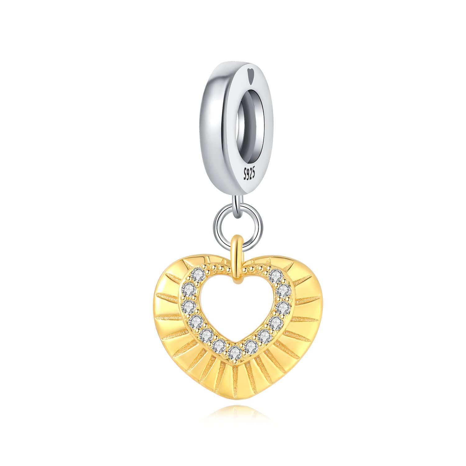 Golden Heart Charm with Sparkling Crystal Accents