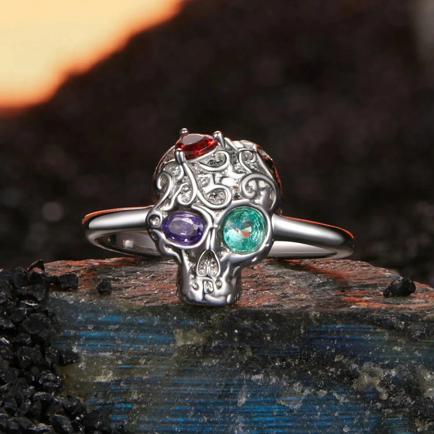 Gothic Skull Head Adjustable Ring