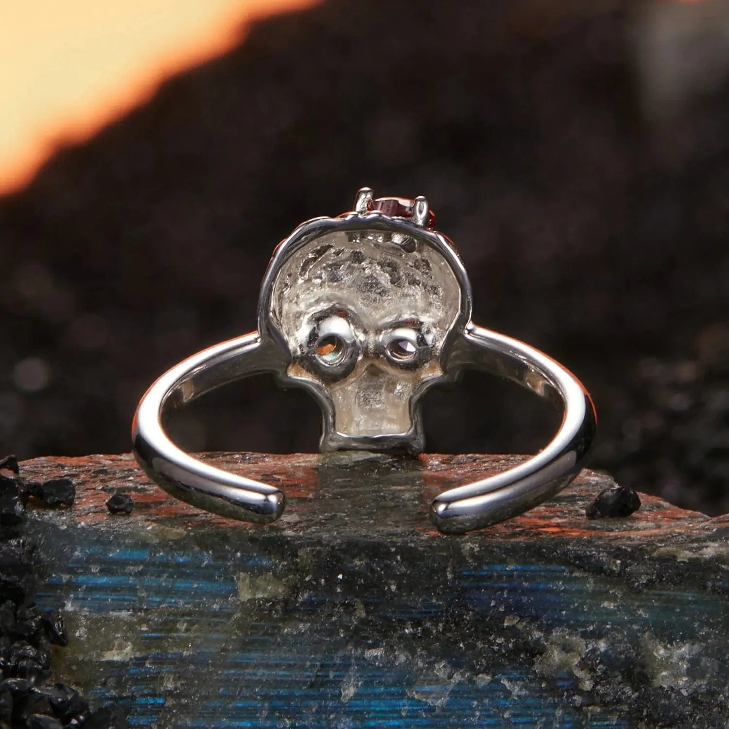 Gothic Skull Head Adjustable Ring